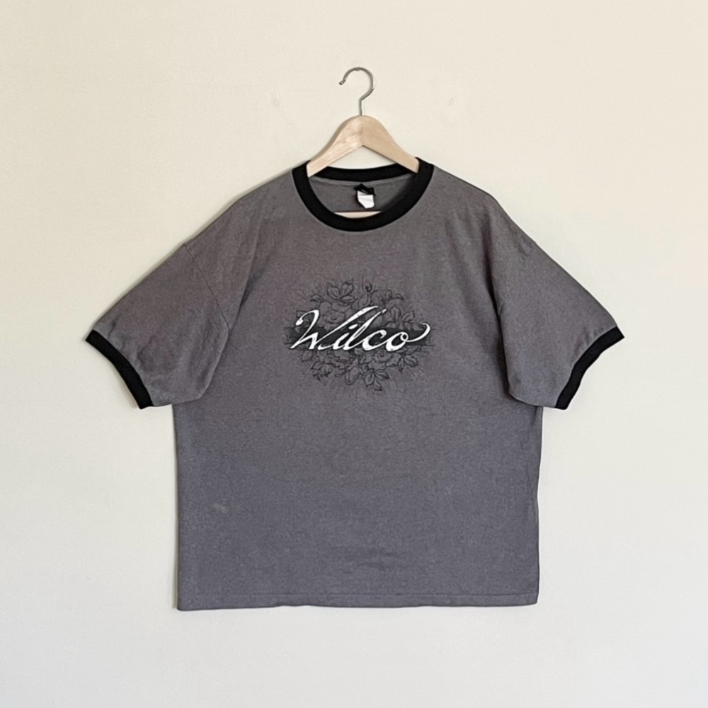 Vintage Y2K Wilco 2005 Summer Tour Dark Gray Ringer Concert T Shirt Adult XL